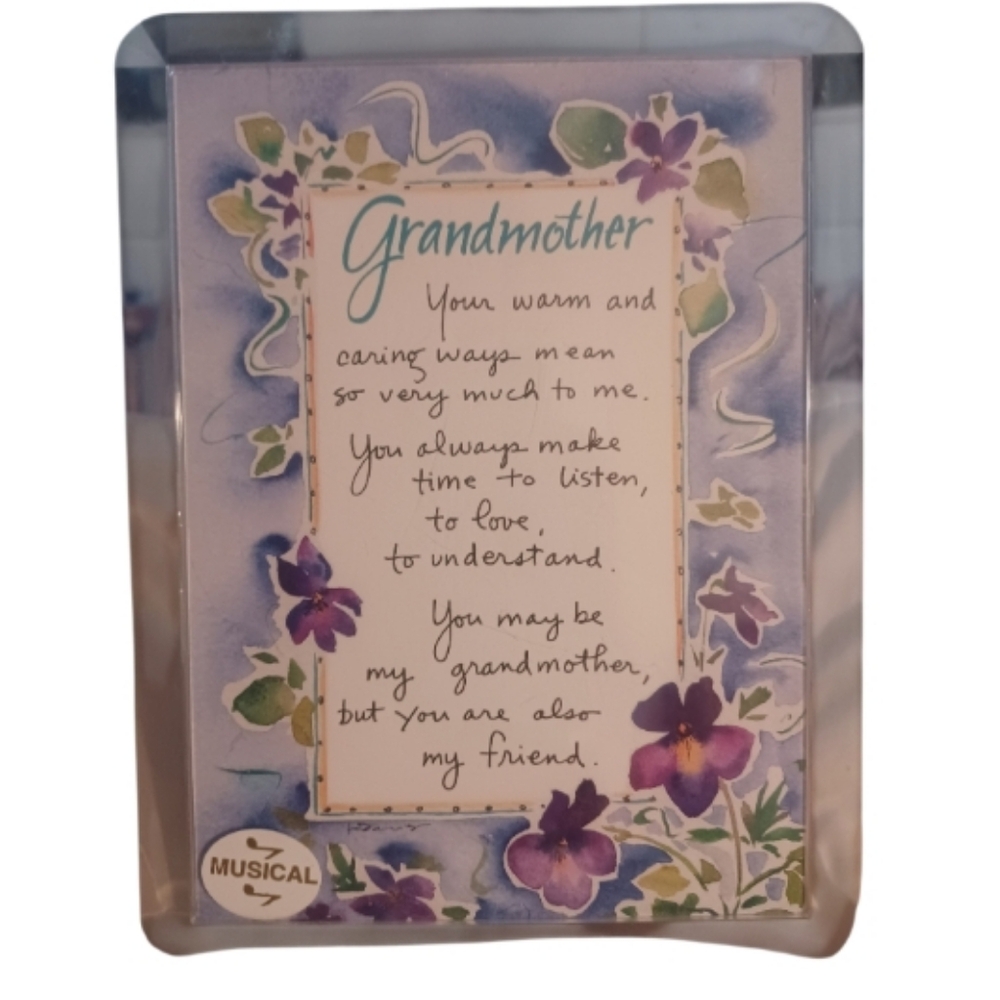 Vintage Musical Grandmother Plaque – Plays “Wind Beneath My Wings”